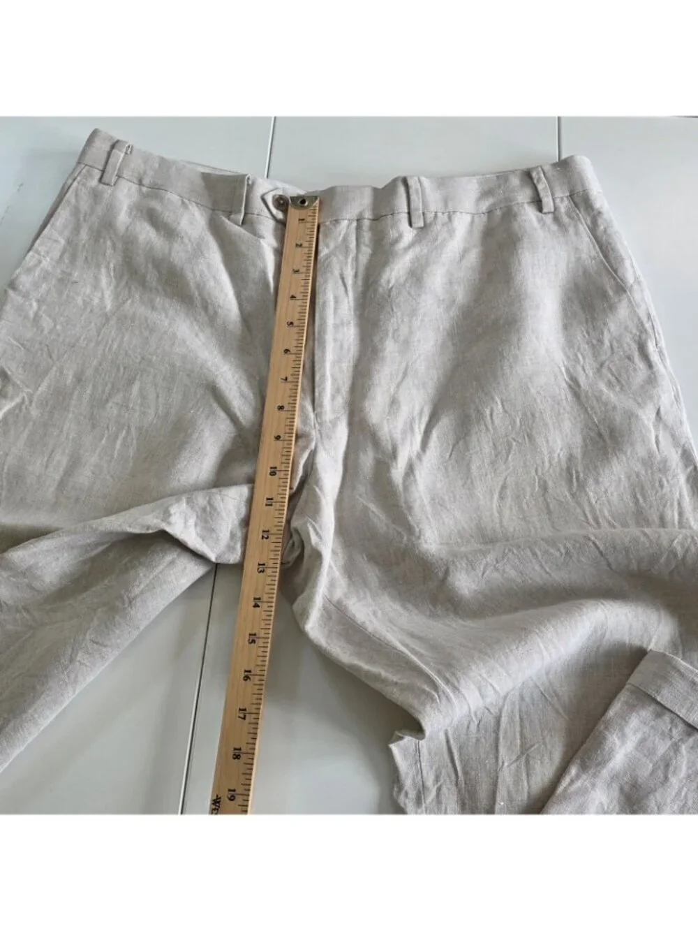Calvin Klein Linen Pants Men 38 Regular Oatmeal Gray Straight Coastal Cruisewear